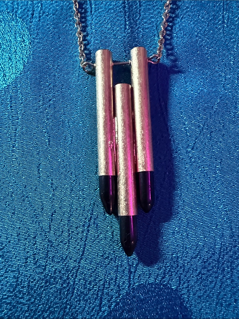 Minimalist Silver and Black Tube Pendant Necklace